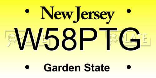 W58PTG New Jersey License Plate