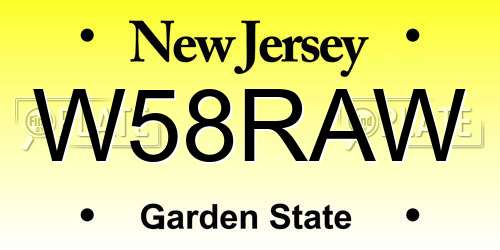 W58RAW New Jersey License Plate