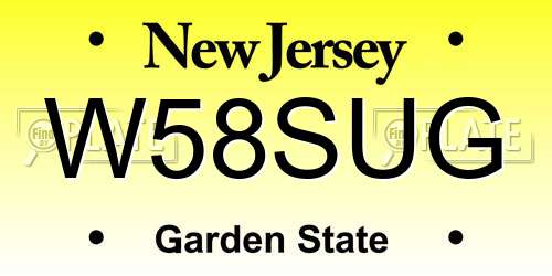 W58SUG New Jersey License Plate