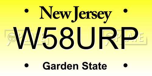 W58URP New Jersey License Plate