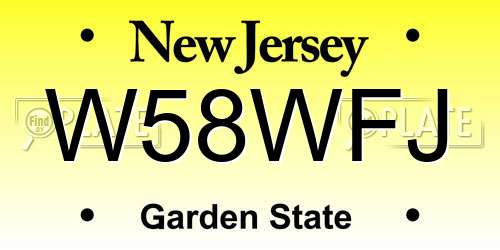W58WFJ New Jersey License Plate
