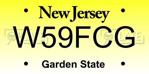 W59FCG New Jersey License Plate
