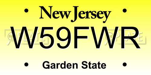 W59FWR New Jersey License Plate