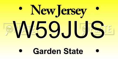 W59JUS New Jersey License Plate