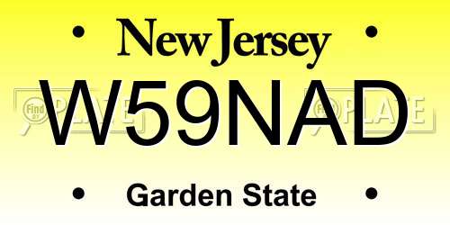 W59NAD New Jersey License Plate