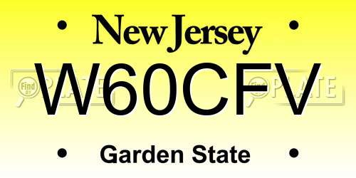 W60CFV New Jersey License Plate