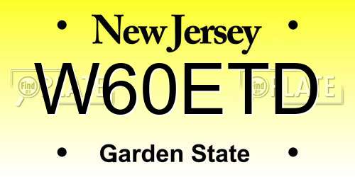 W60ETD New Jersey License Plate