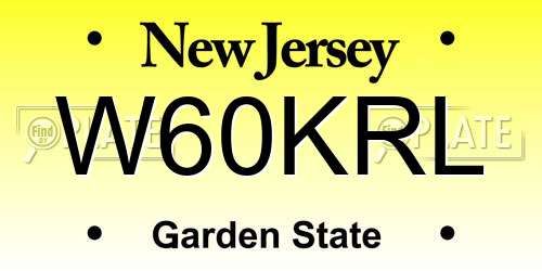 W60KRL New Jersey License Plate