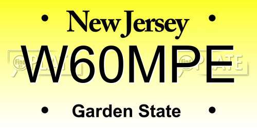 W60MPE New Jersey License Plate