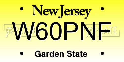 W60PNF New Jersey License Plate