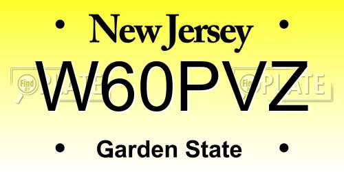 W60PVZ New Jersey License Plate