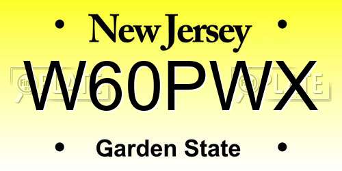 W60PWX New Jersey License Plate