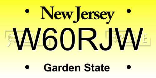 W60RJW New Jersey License Plate