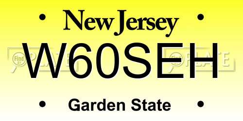 W60SEH New Jersey License Plate