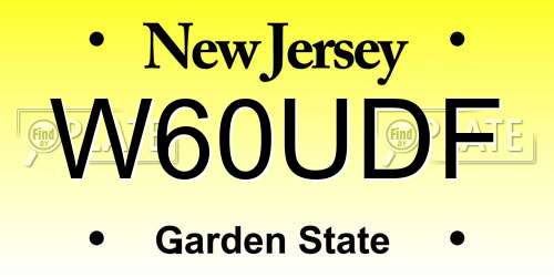 W60UDF New Jersey License Plate
