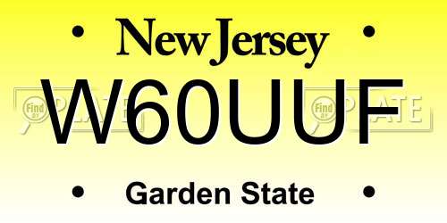 W60UUF New Jersey License Plate
