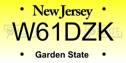 W61DZK New Jersey License Plate
