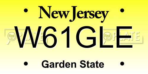 W61GLE New Jersey License Plate