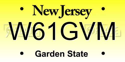 W61GVM New Jersey License Plate