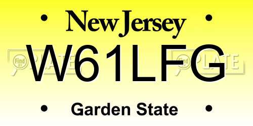 W61LFG New Jersey License Plate
