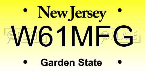 W61MFG New Jersey License Plate