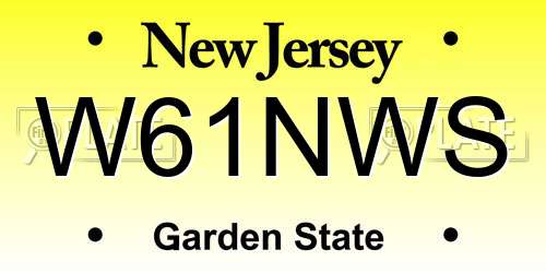 W61NWS New Jersey License Plate