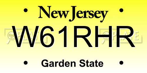 W61RHR New Jersey License Plate