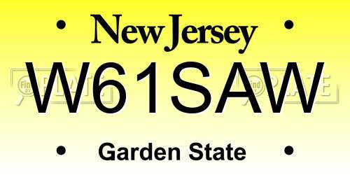 W61SAW New Jersey License Plate