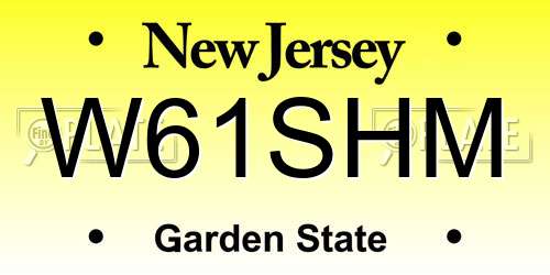 W61SHM New Jersey License Plate