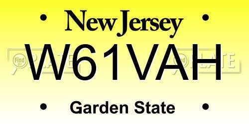 W61VAH New Jersey License Plate