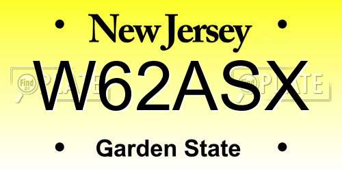 W62ASX New Jersey License Plate
