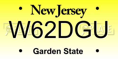 W62DGU New Jersey License Plate