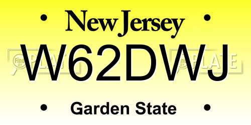 W62DWJ New Jersey License Plate