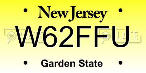 W62FFU New Jersey License Plate