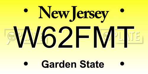 W62FMT New Jersey License Plate