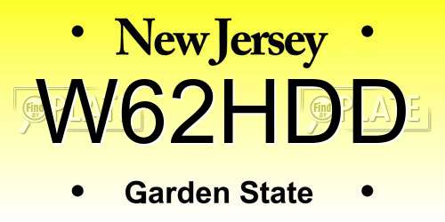 W62HDD New Jersey License Plate