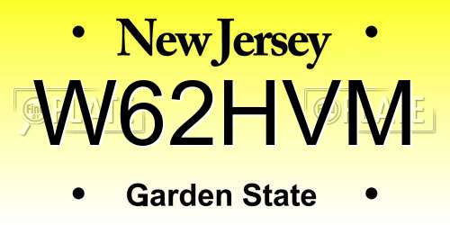 W62HVM New Jersey License Plate