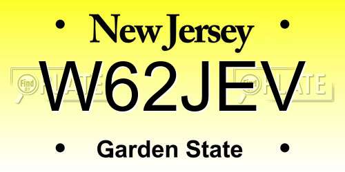 W62JEV New Jersey License Plate