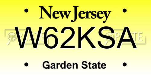 W62KSA New Jersey License Plate