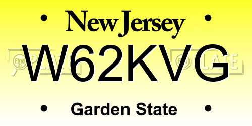 W62KVG New Jersey License Plate