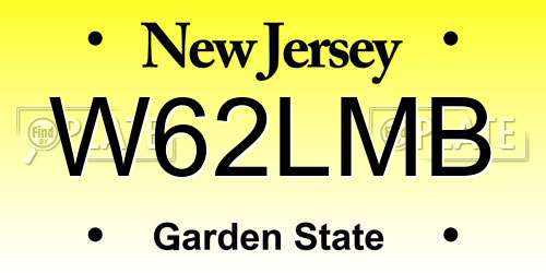 W62LMB New Jersey License Plate