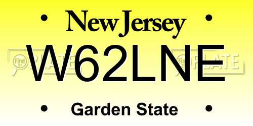 W62LNE New Jersey License Plate