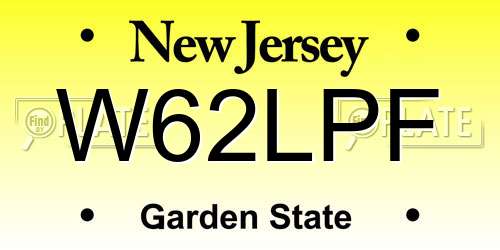 W62LPF New Jersey License Plate