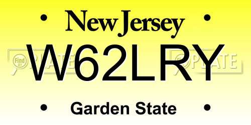 W62LRY New Jersey License Plate