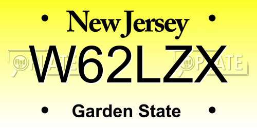 W62LZX New Jersey License Plate