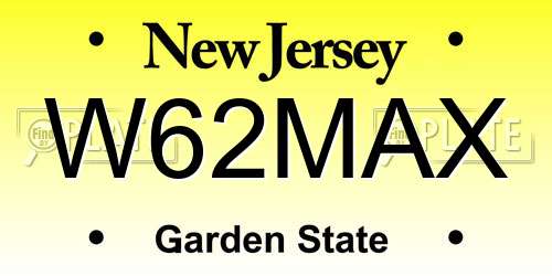W62MAX New Jersey License Plate