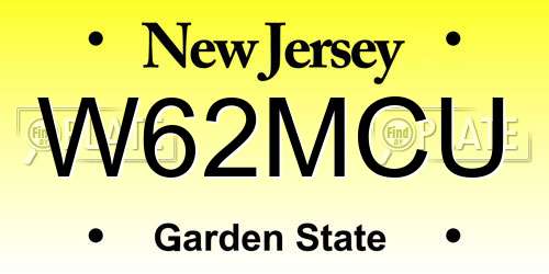 W62MCU New Jersey License Plate
