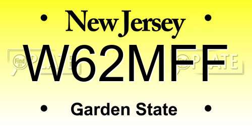 W62MFF New Jersey License Plate