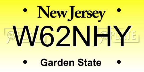 W62NHY New Jersey License Plate