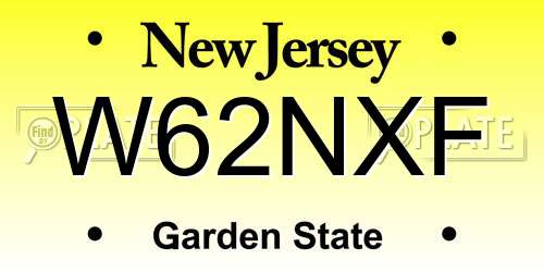 W62NXF New Jersey License Plate